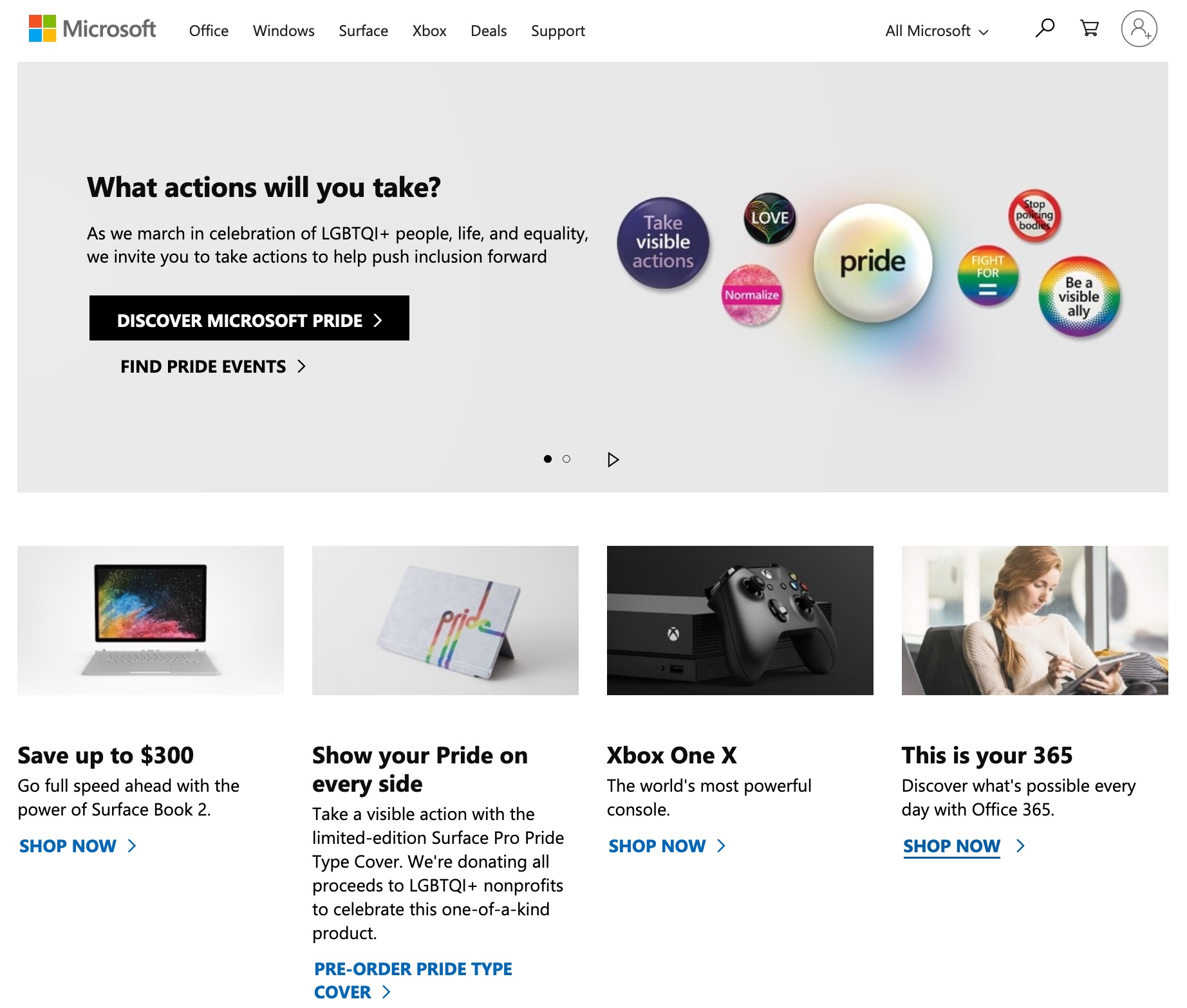 Microsoft.com homepage (2019)